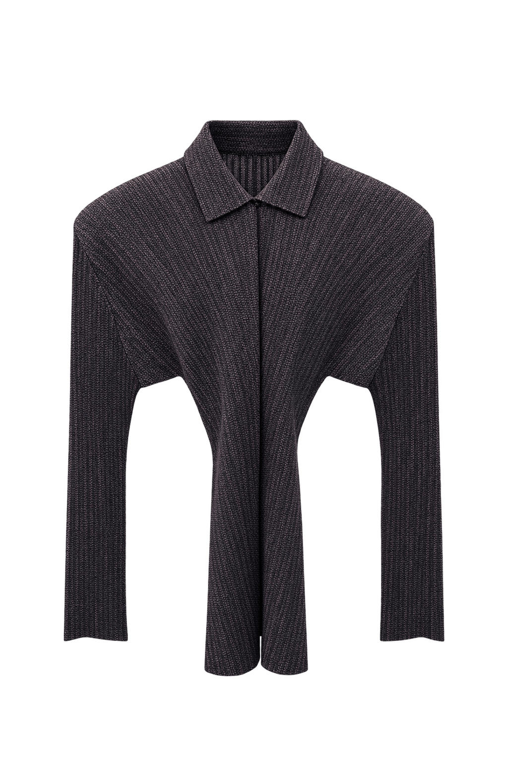 1990s Dark Metallic Wool Blend Cardigan - Front View