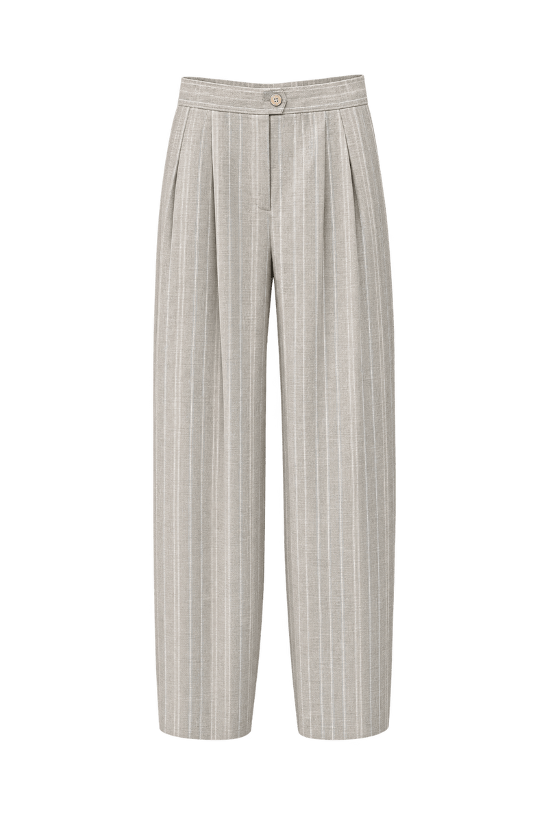 1970s Beige Wool Blend Trousers - Front View