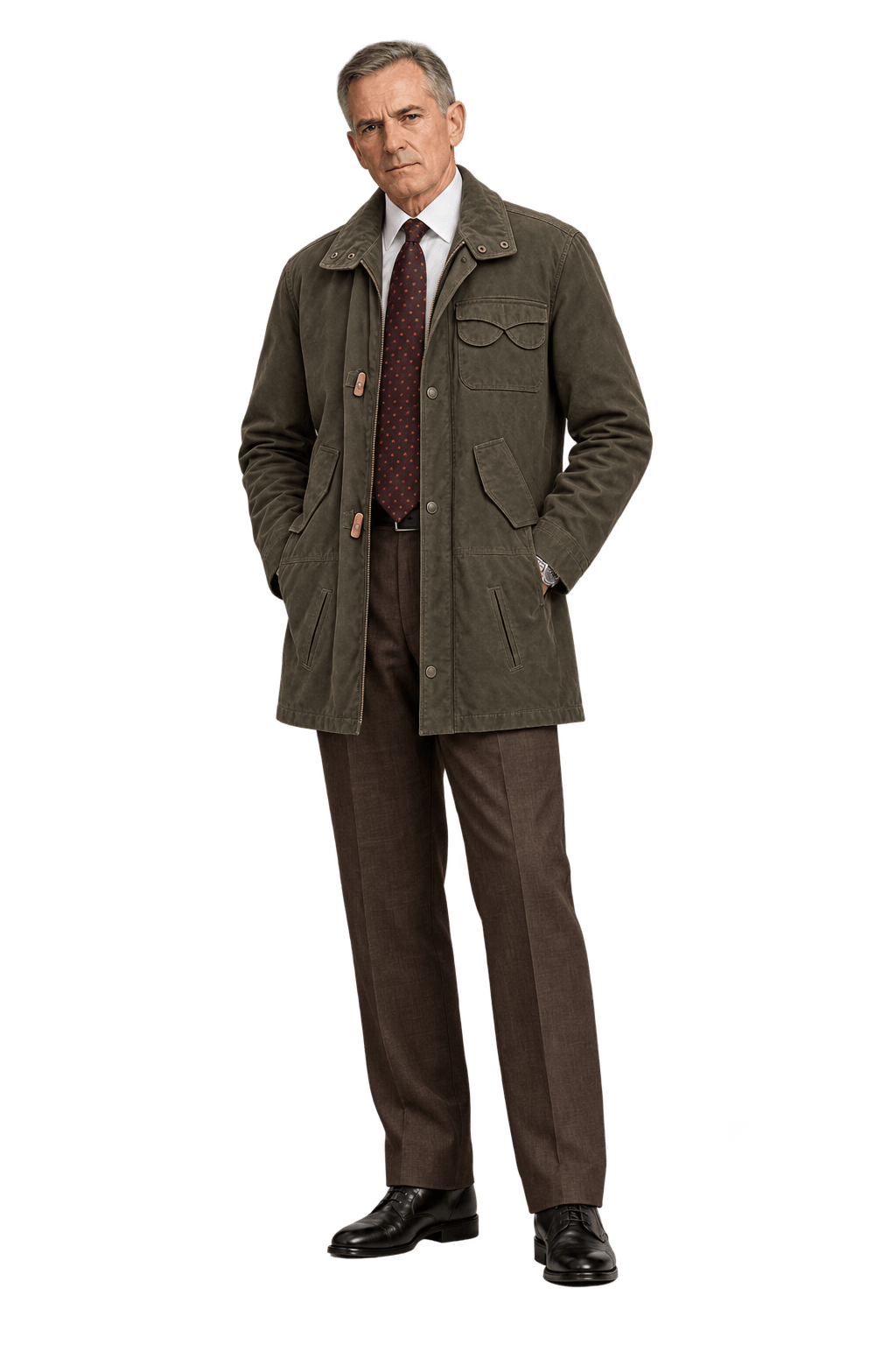1990s Olive Green Synthetic Blend Jacket - Model