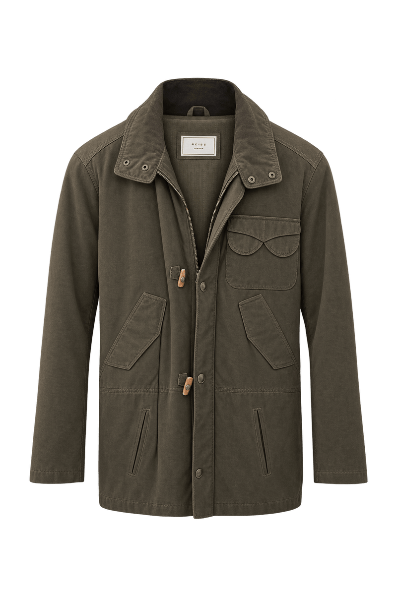 1990s Olive Green Synthetic Blend Jacket - Front View