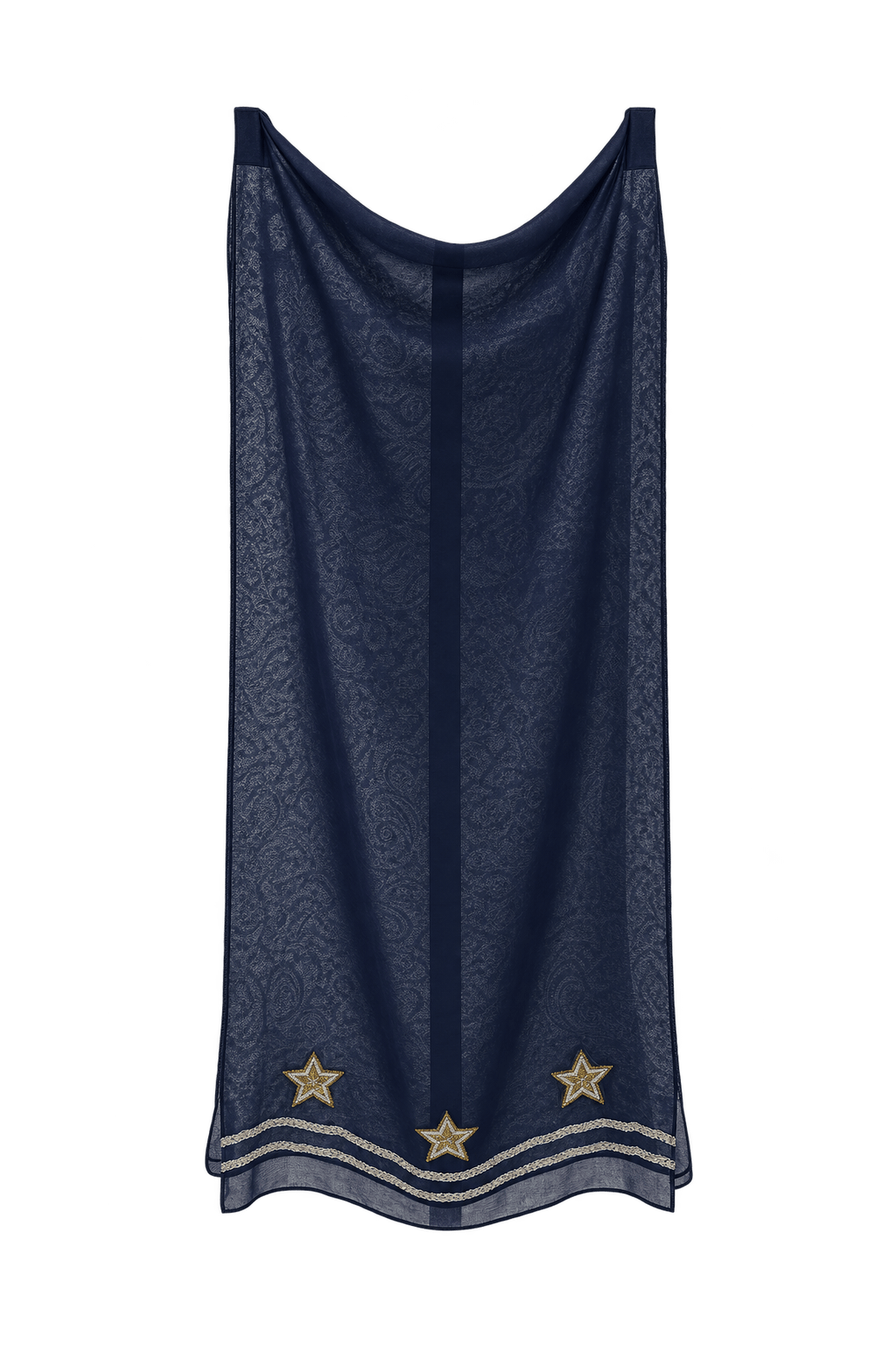 1990s Navy Blue Synthetic Scarf - Model
