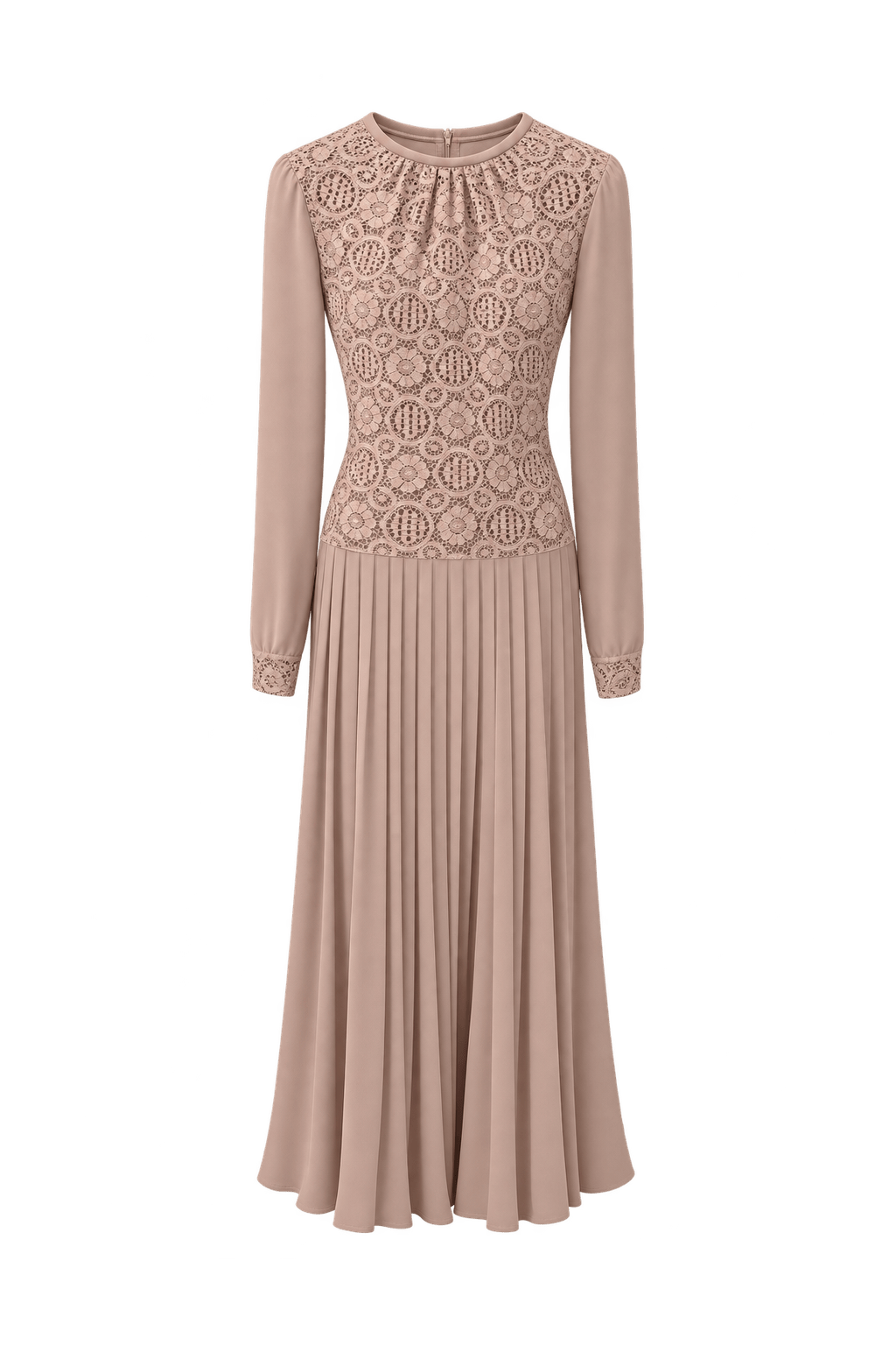 1950s Beige Synthetic Blend Maxi Dress - Front View