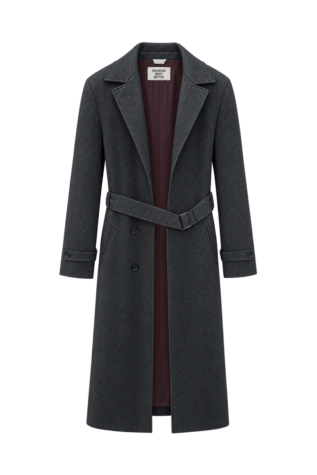 1990s Charcoal Grey Wool Blend Coat - Front View