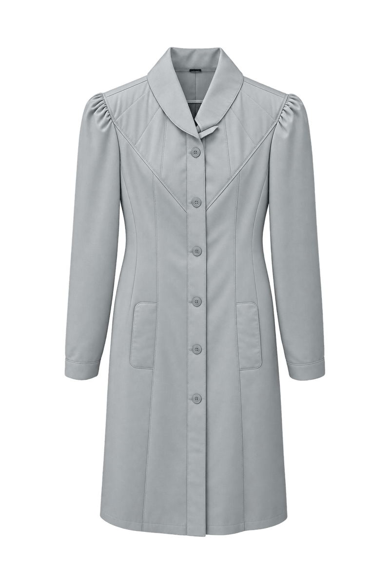 1970s Light Grey Synthetic Blend Coat - Front View