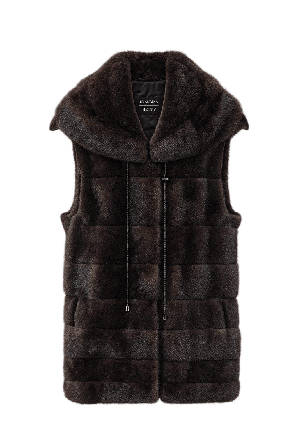 1990s Dark Brown Fur Vest - Front View