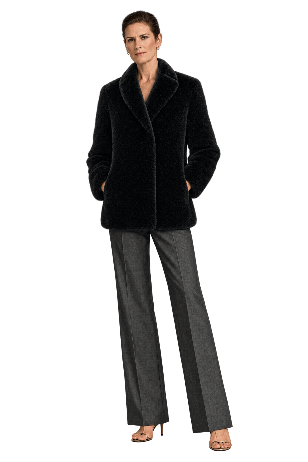 1990s Black Fur Coat - Model