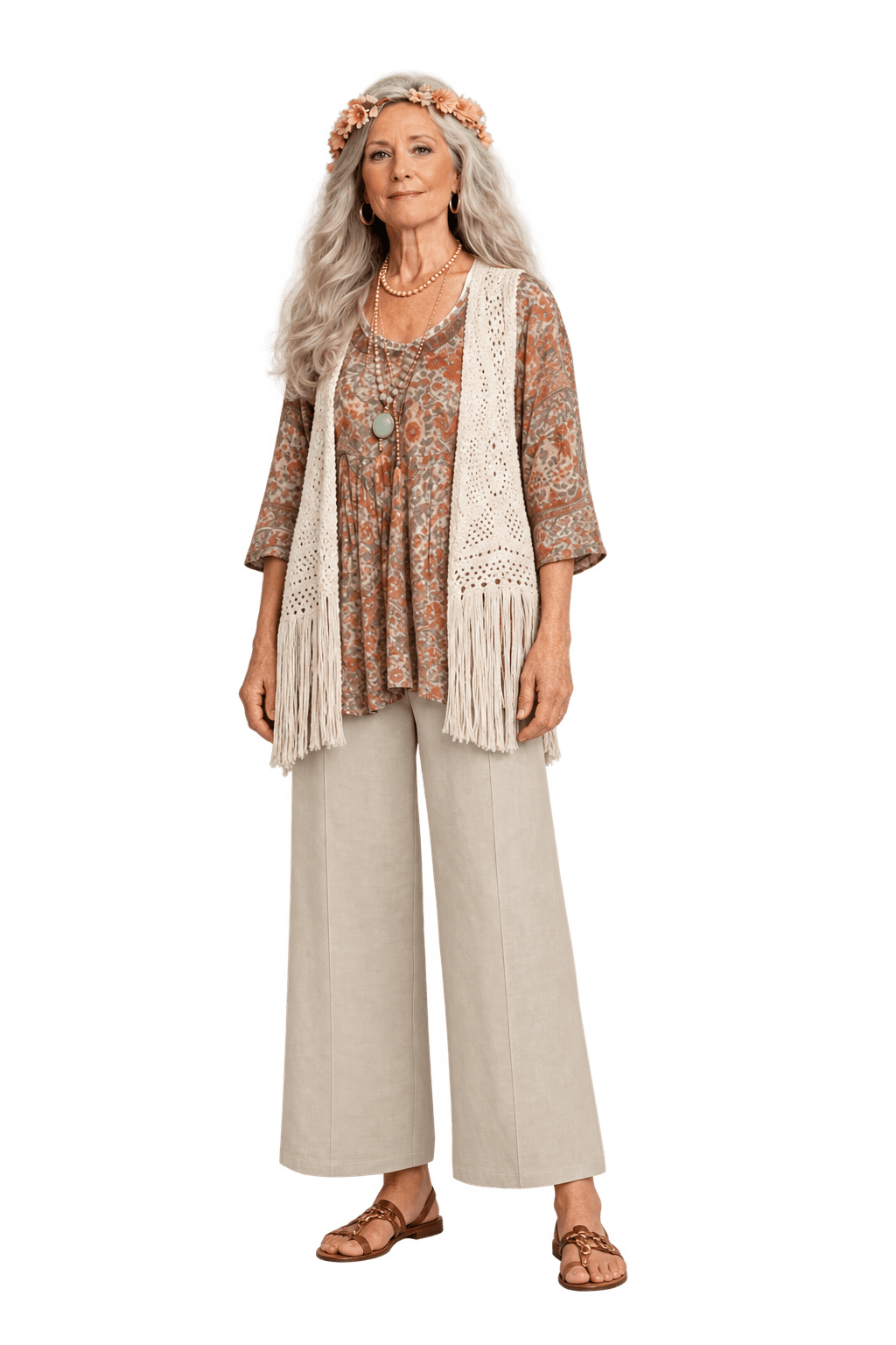 1970s Cream Wool Blend Trousers - Model