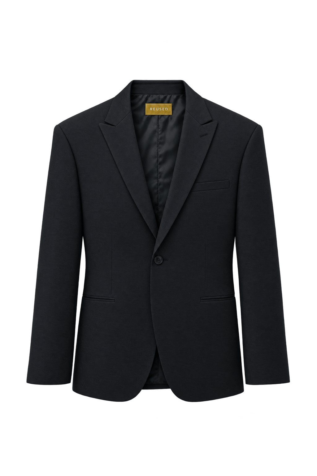 1990s Black Wool Blend Blazer - Front View