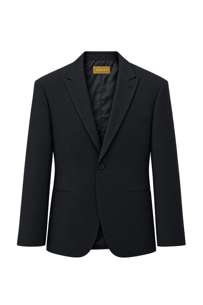 1990s Black Wool Blend Blazer - Front View