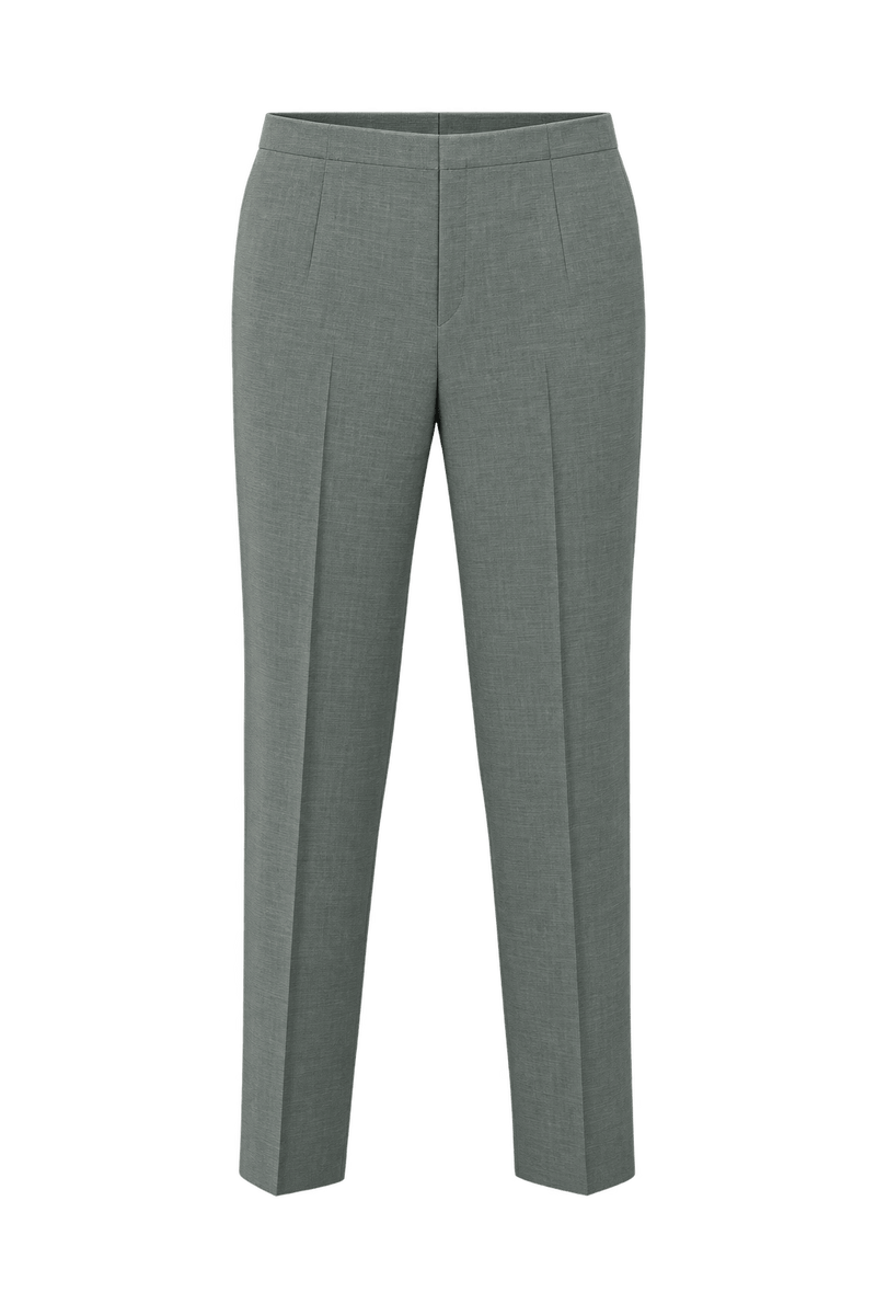 1990s Light Gray Wool Blend Trousers - Front View