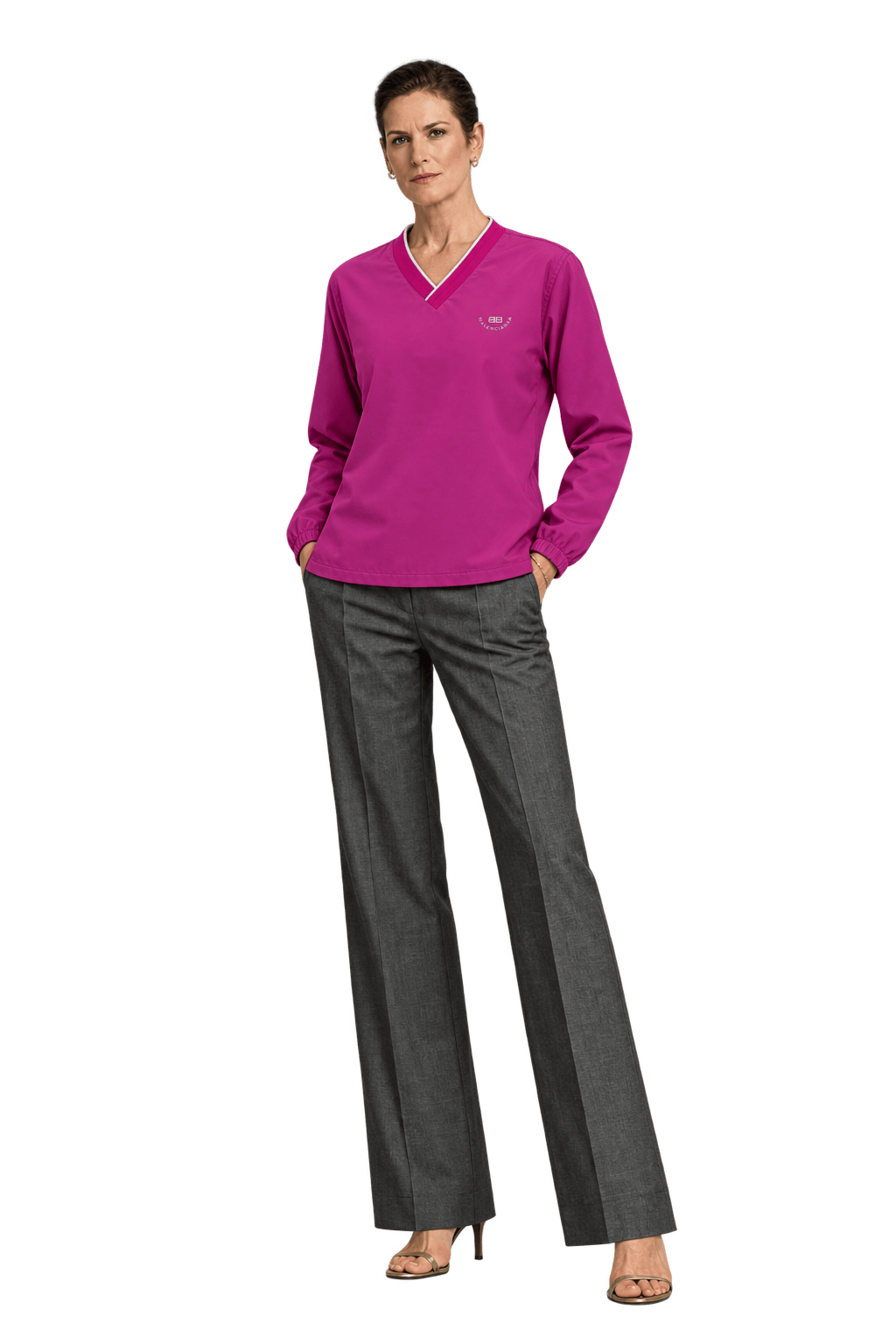 1980s Bright Pink Synthetic Blend Sweater - Model