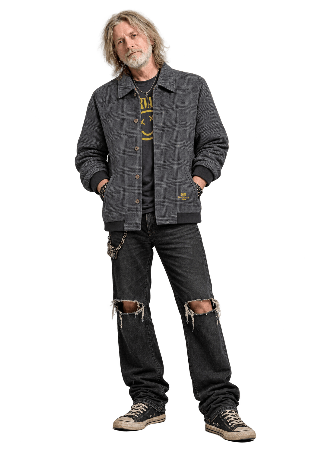 1990s Grey Wool Blend Jacket - Model