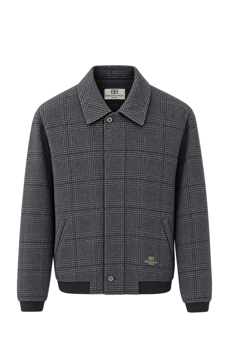 1990s Grey Wool Blend Jacket - Front View