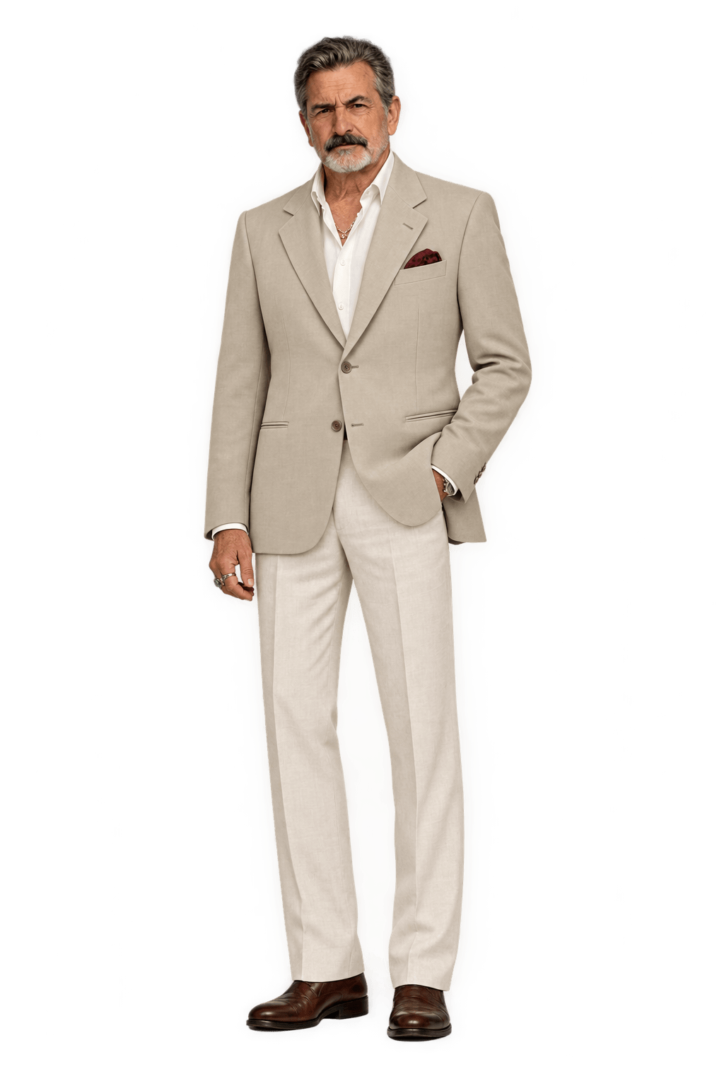 1980s Beige Wool Blend Blazer - Model