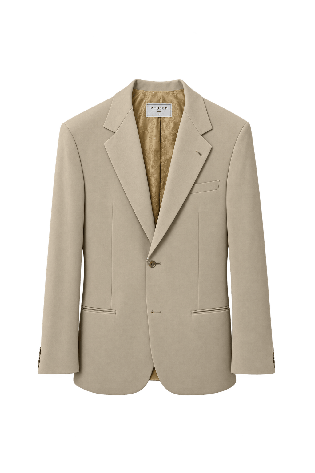 1980s Beige Wool Blend Blazer - Front View