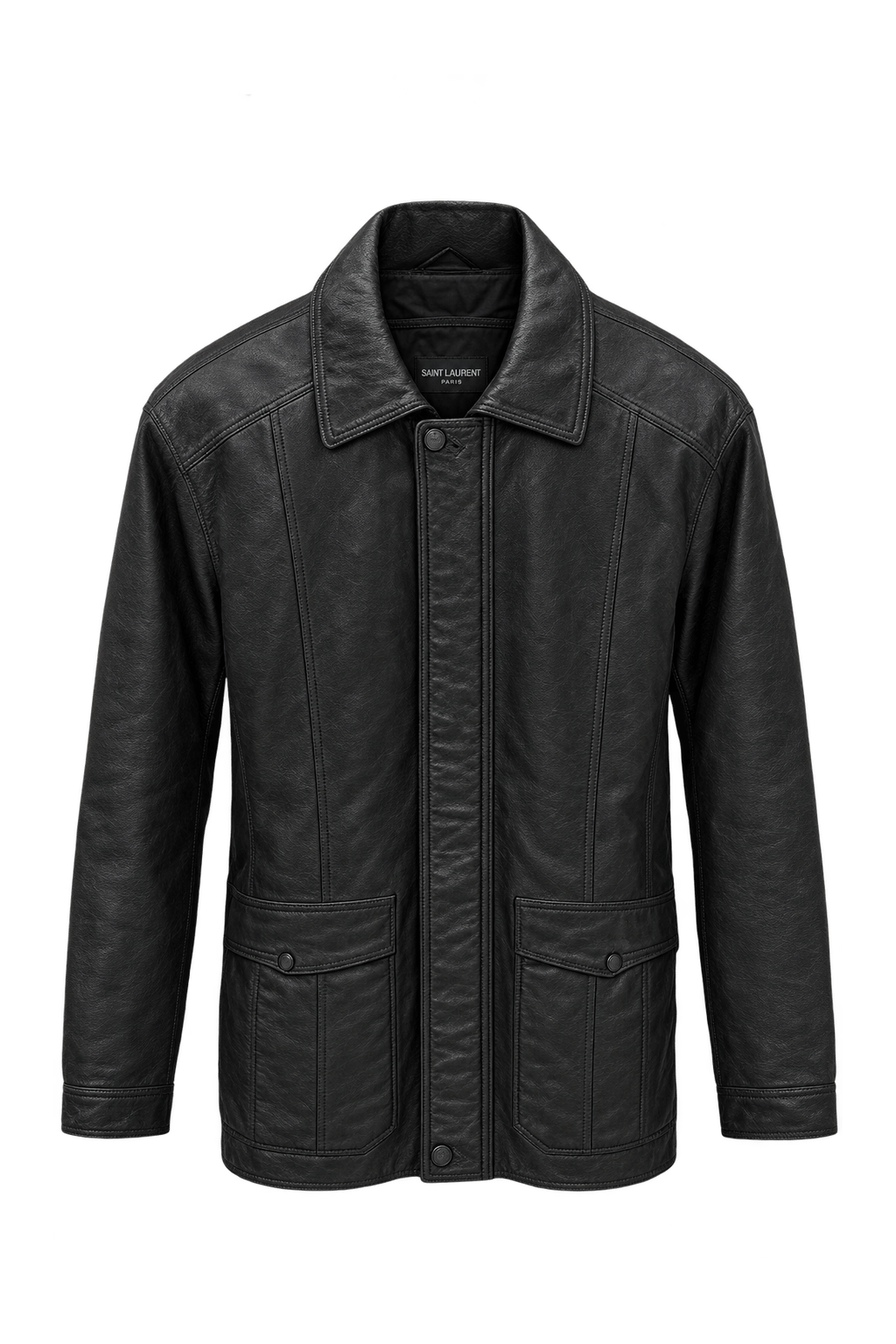 1990s Black Leather Leather Jacket - Front View