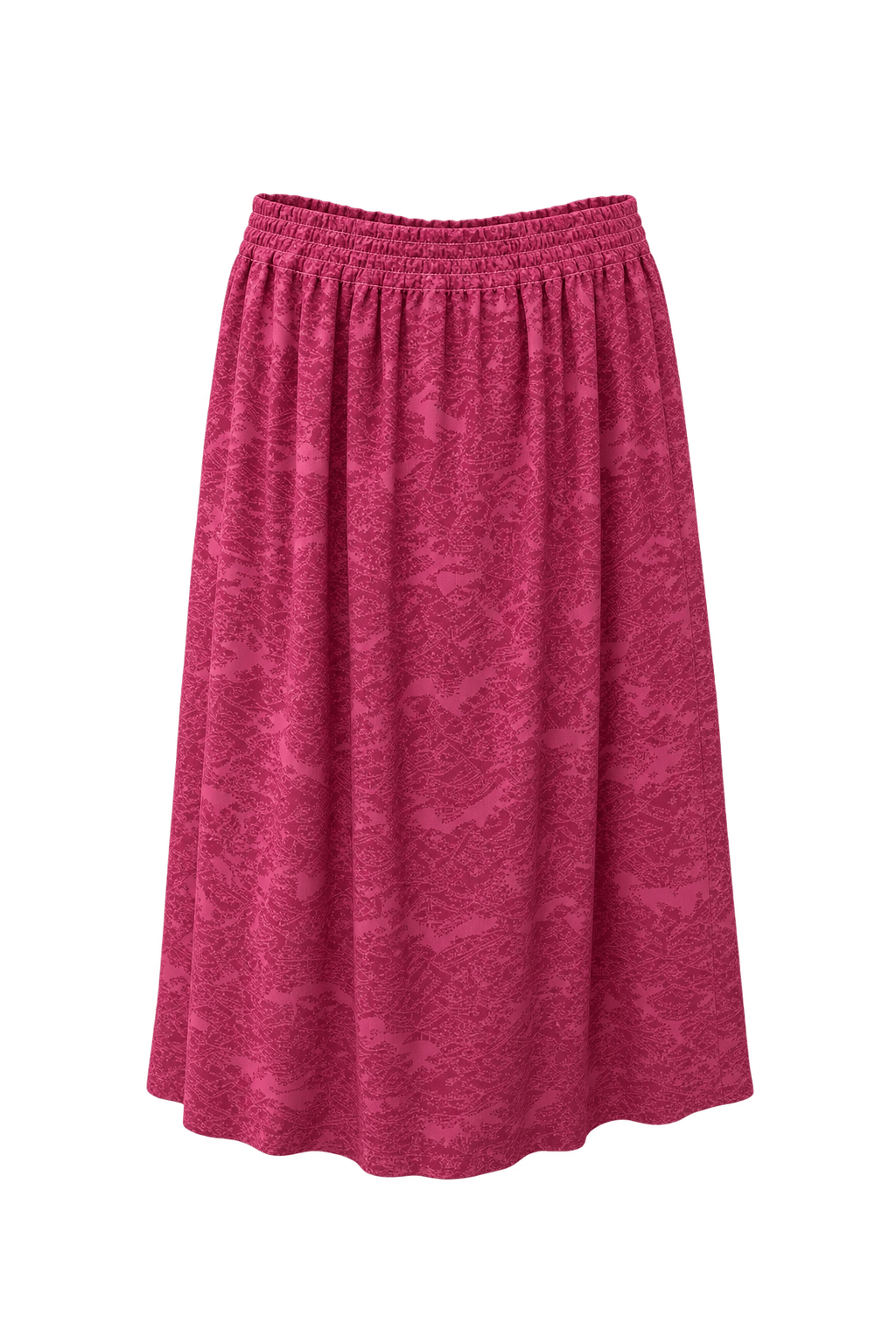 1980s Magenta Polyester Skirt - Front View