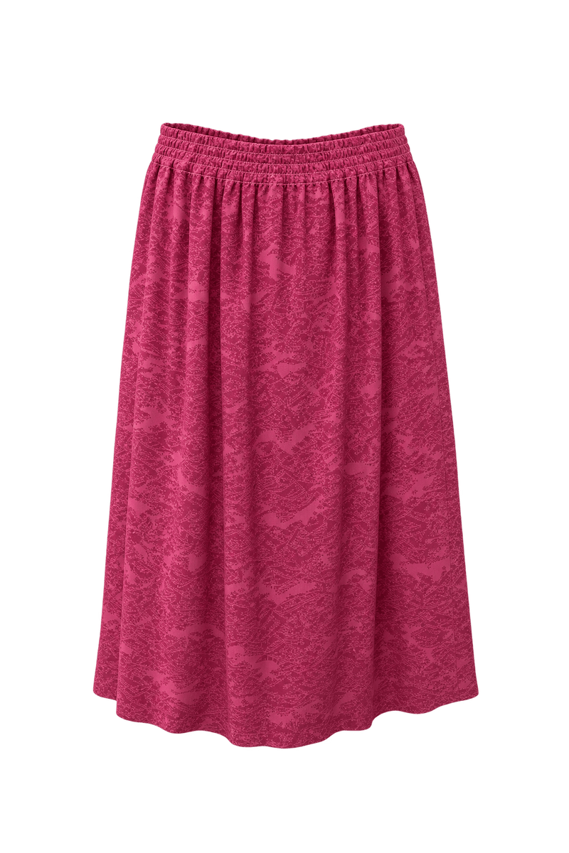 1980s Magenta Polyester Skirt - Front View