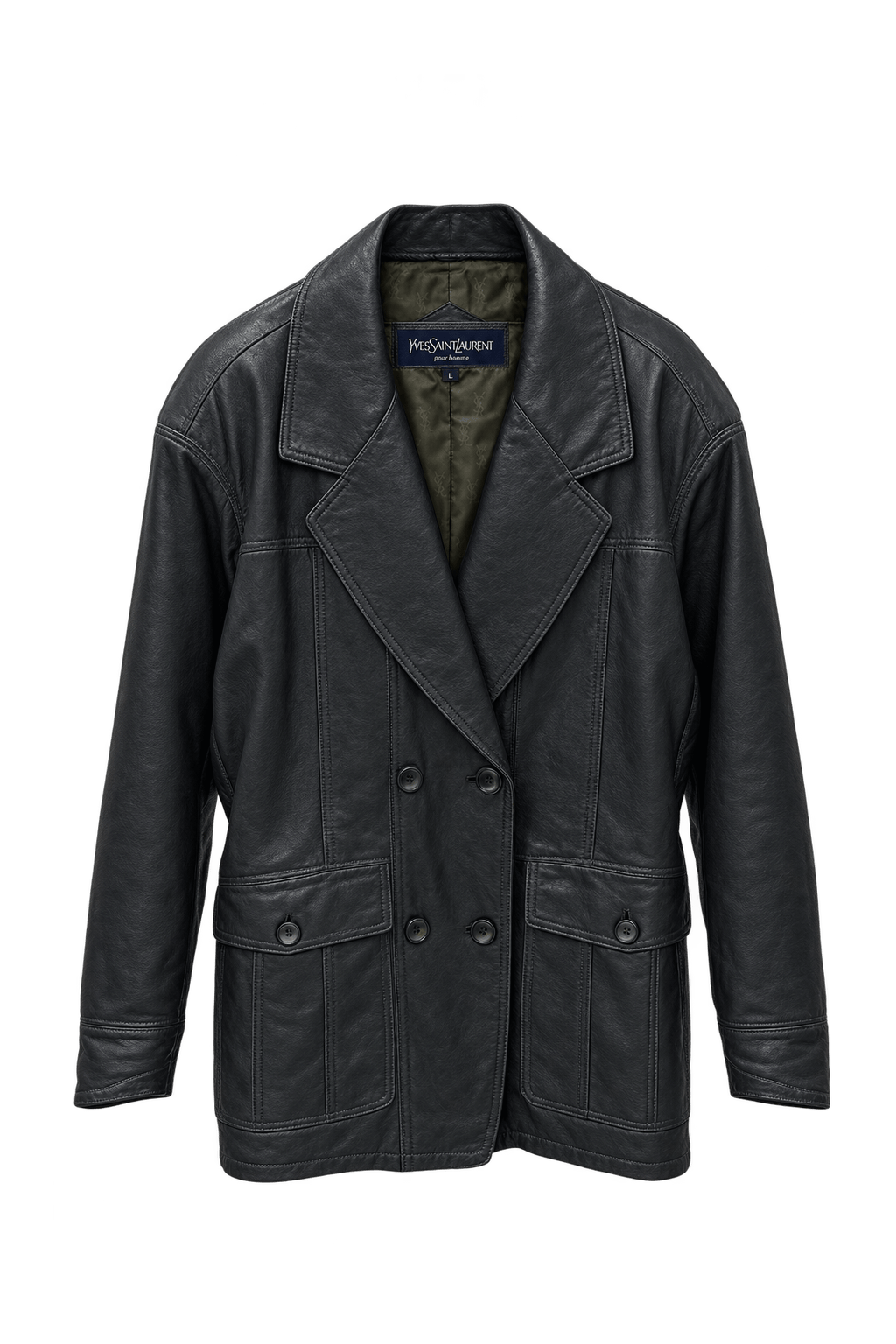 1990s Black Leather Leather Jacket - Front View
