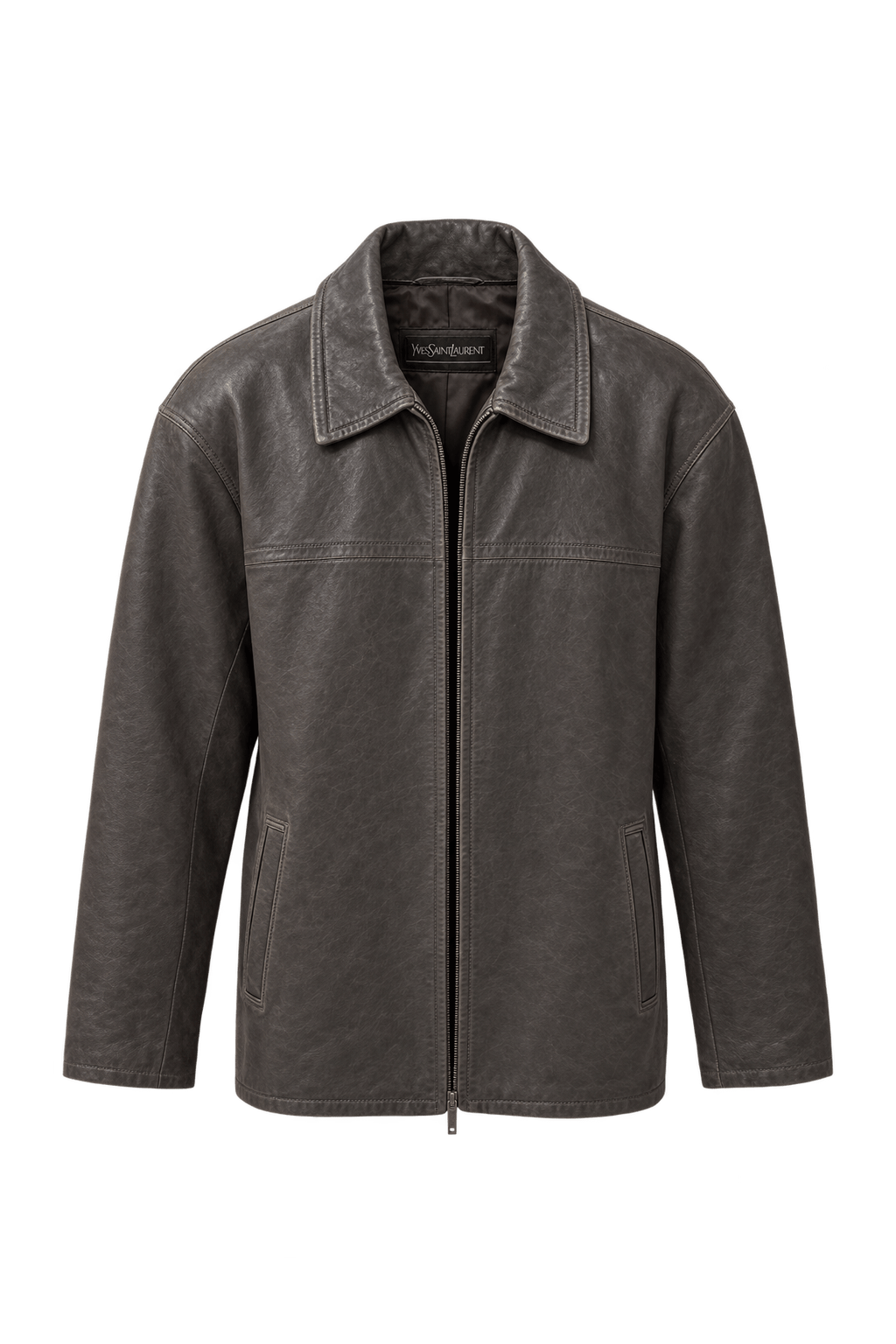 1990s Dark Brown Leather Jacket - Front View
