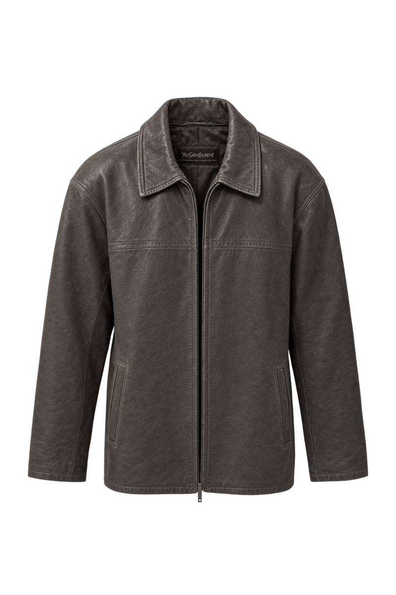 1990s Dark Brown Leather Jacket - Front View