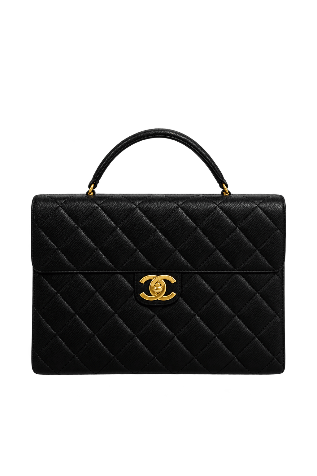 1990s Black Leather Bag - Front View