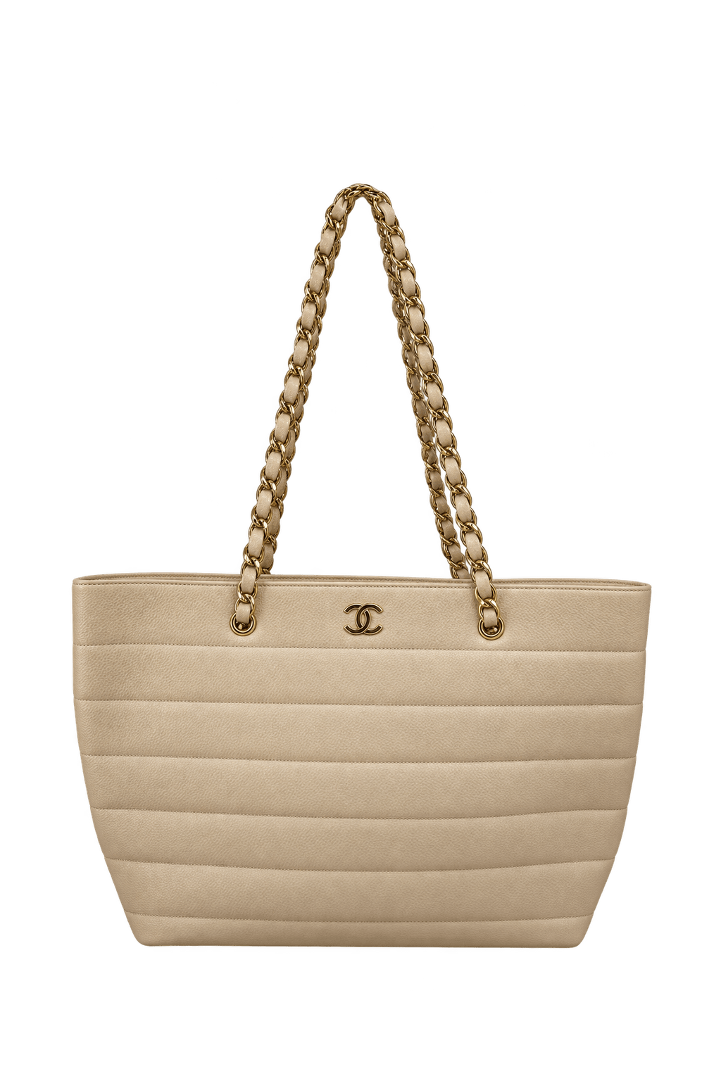 1990s Beige Leather Bag - Front View