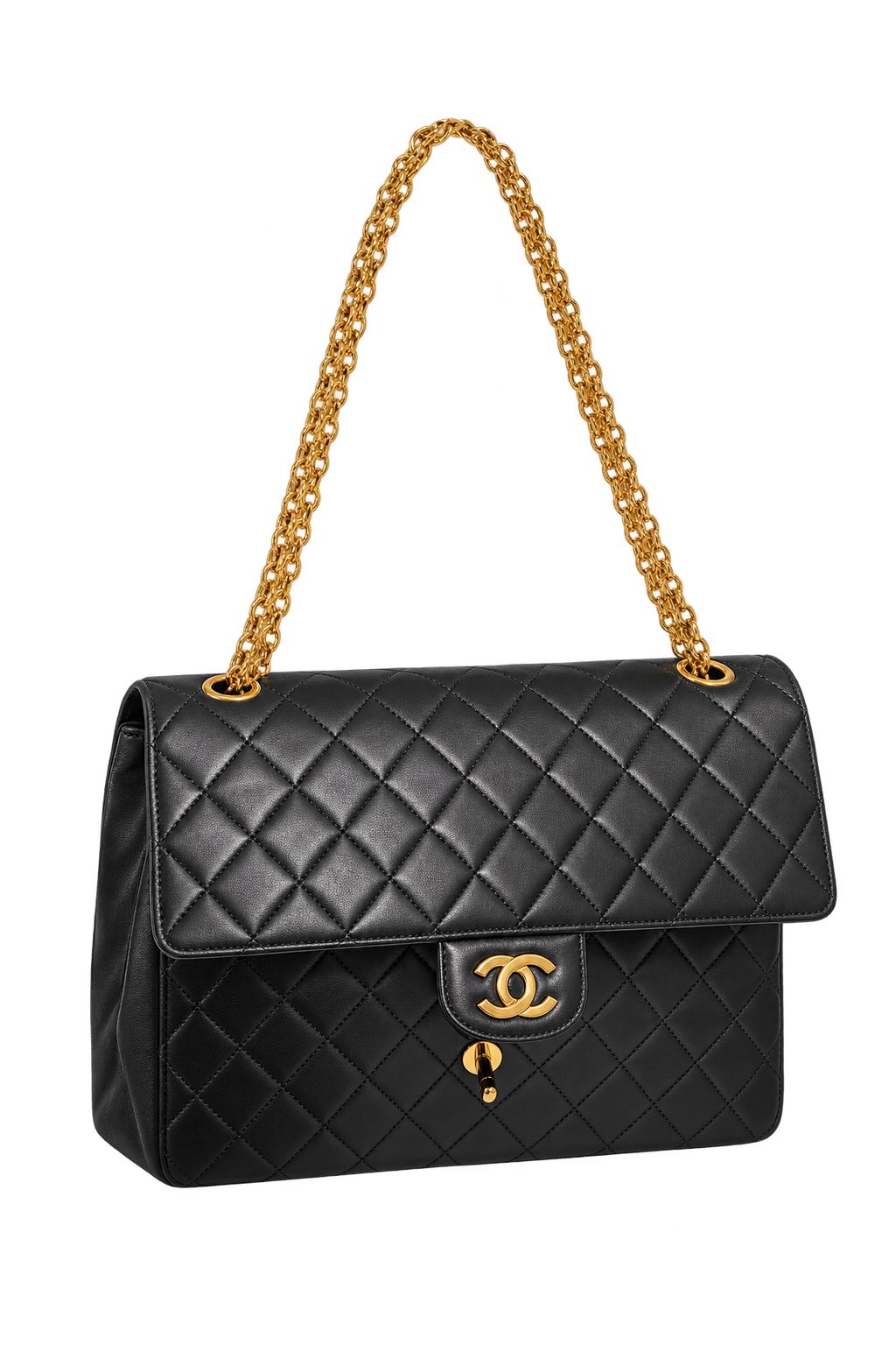 1990s Black Leather Bag - Front View