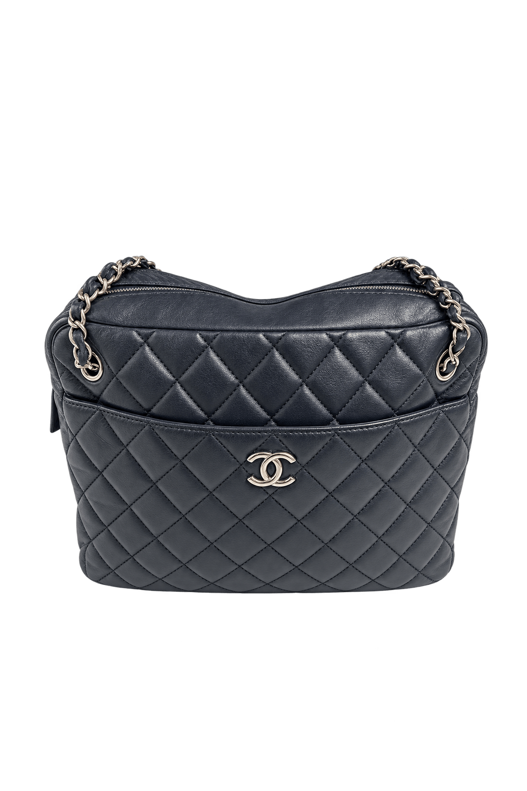 1980s Black Leather Bag - Front View