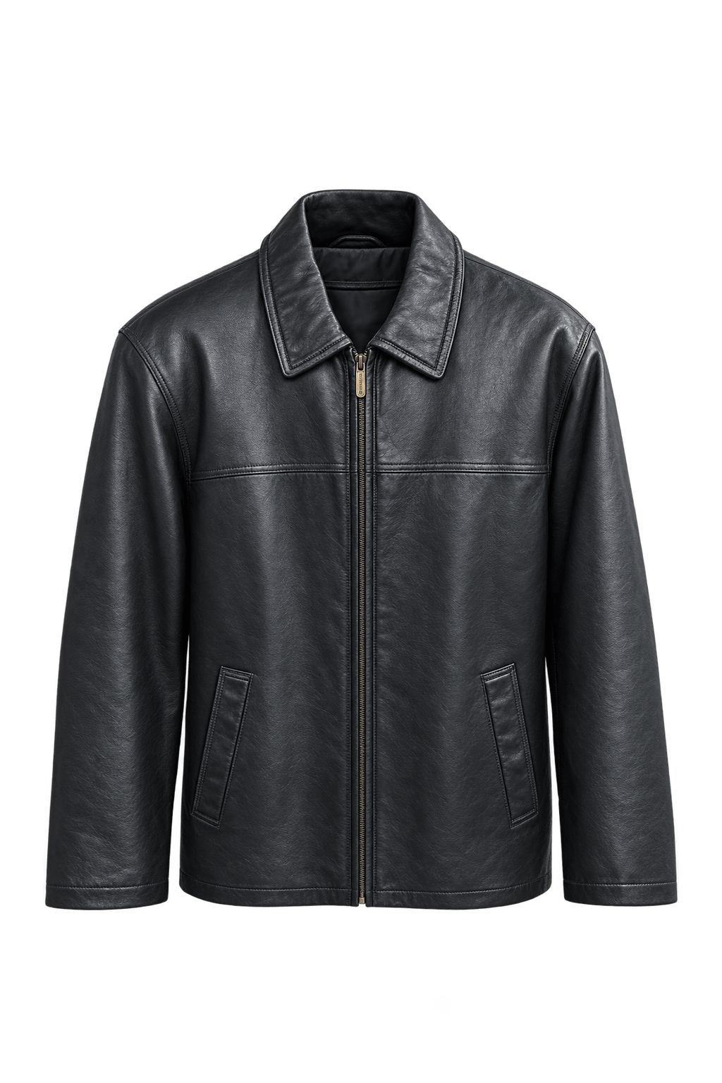 1990s Black Leather Jacket - Front View