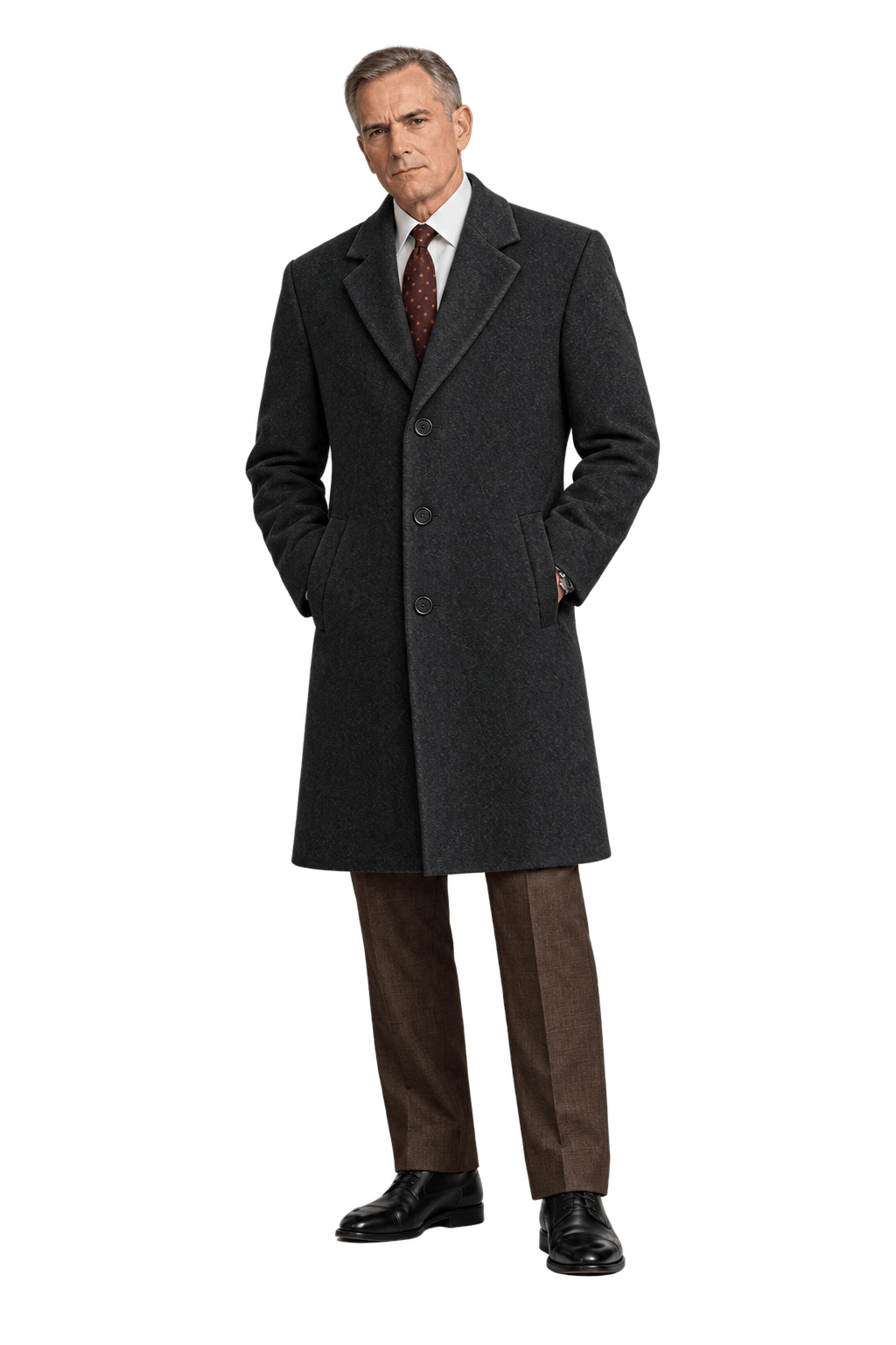1990s Charcoal Grey Wool Coat - Model