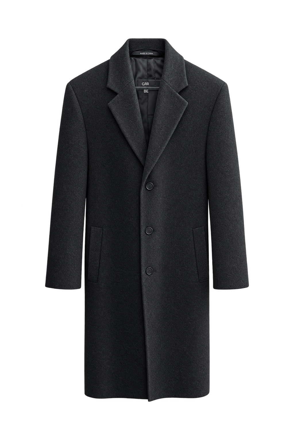 1990s Charcoal Grey Wool Coat - Front View