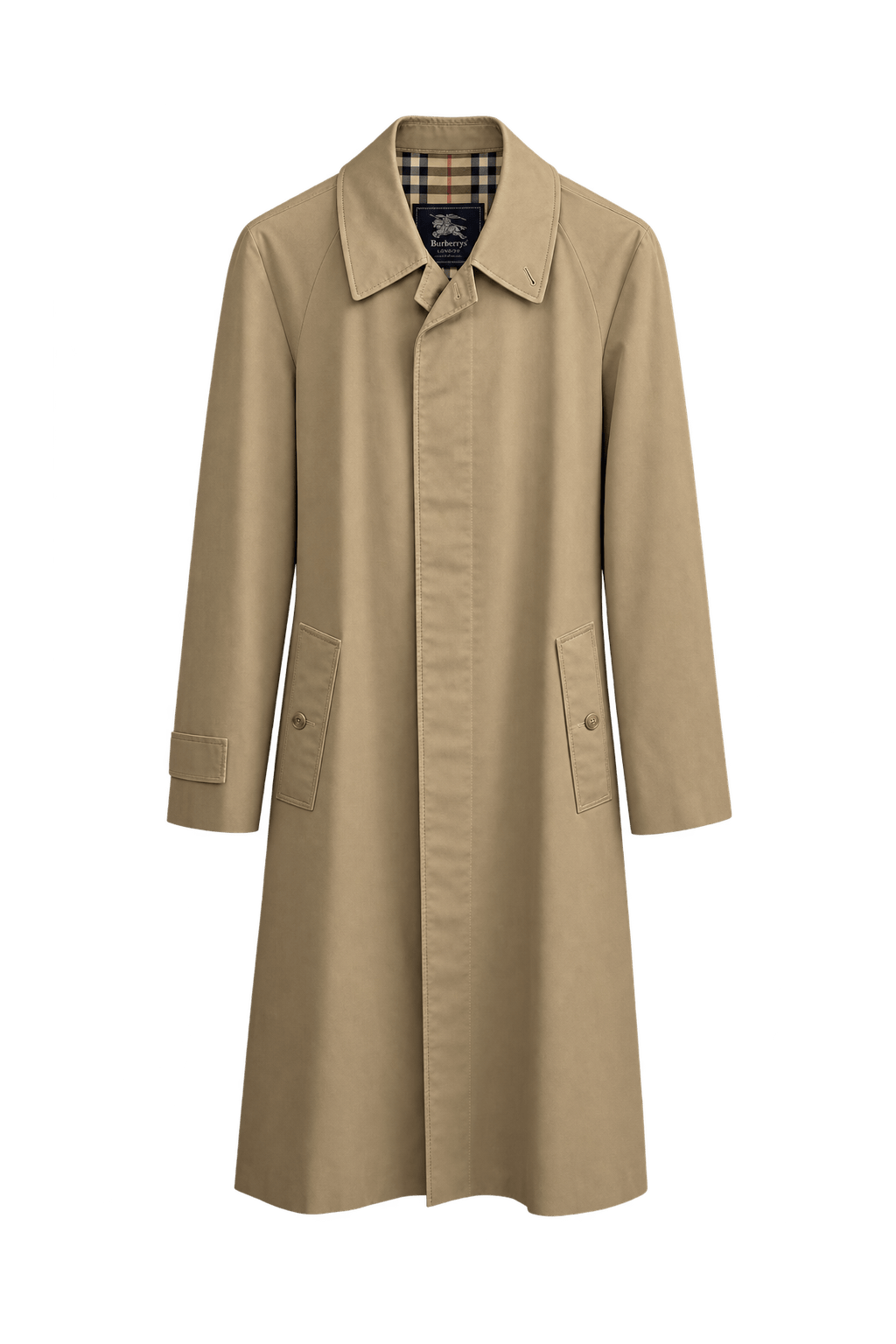1990s Beige Cotton Trench Coat - Front View