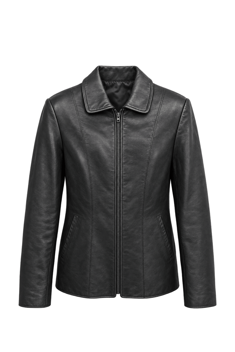 1990s Black Leather Jacket - Front View
