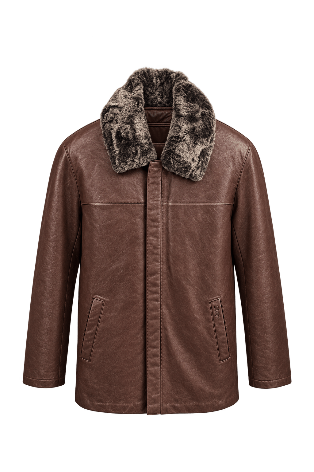 1970s Dark Brown Leather Jacket - Front View