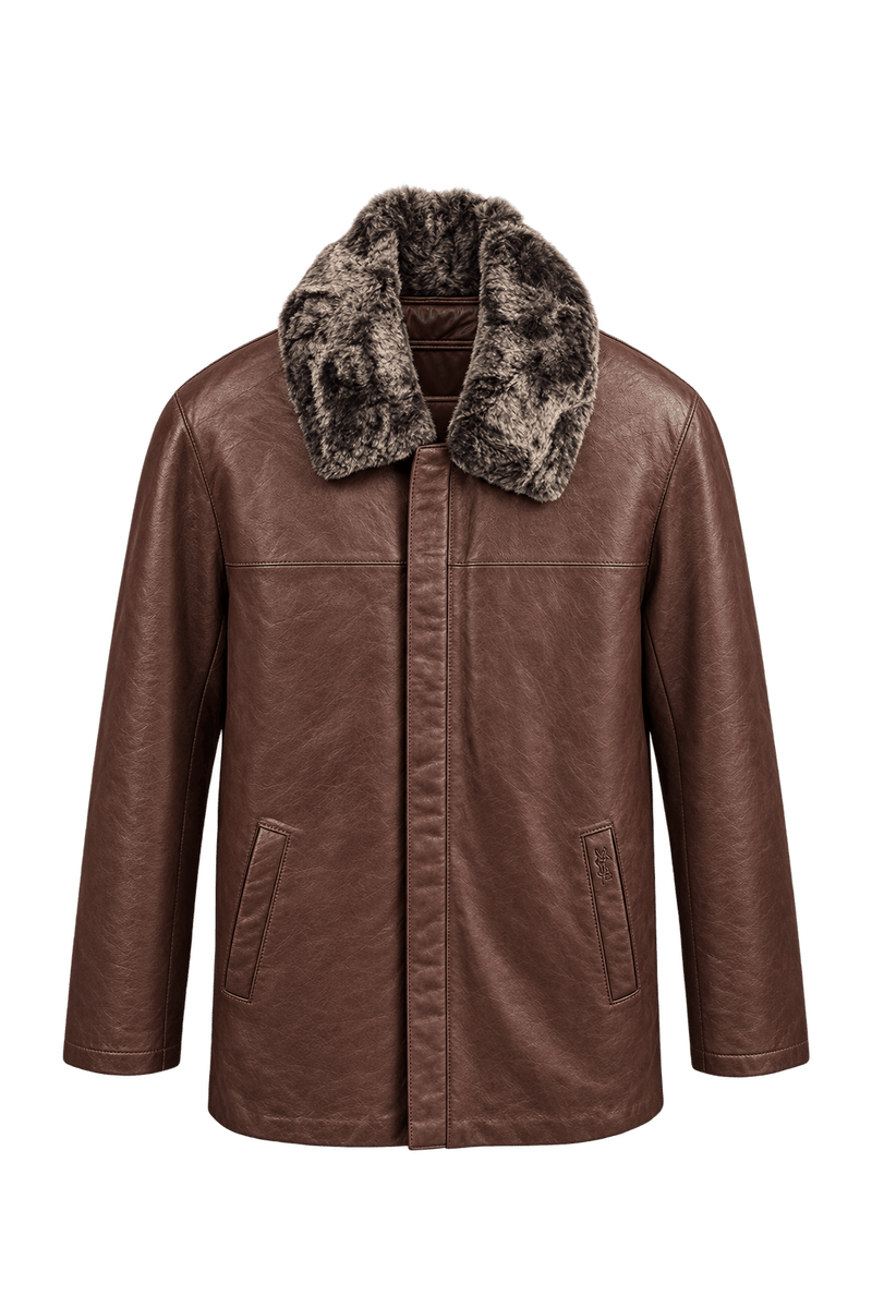 1970s Dark Brown Leather Jacket - Front View