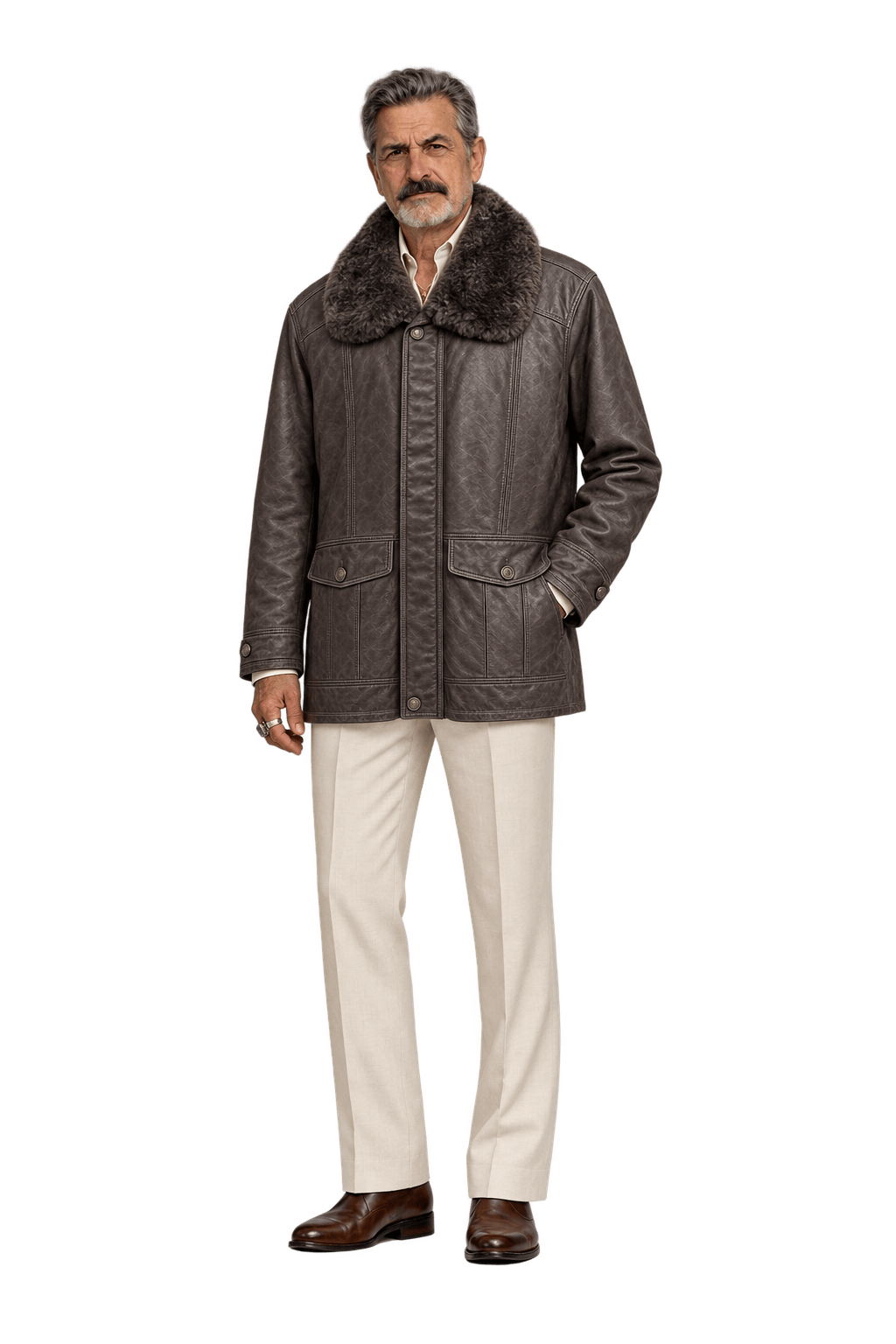 1980s Brown Leather Jacket - Model
