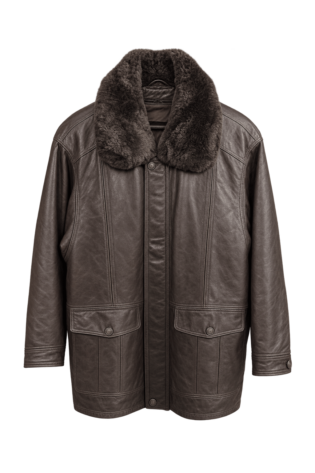 1980s Brown Leather Jacket - Front View