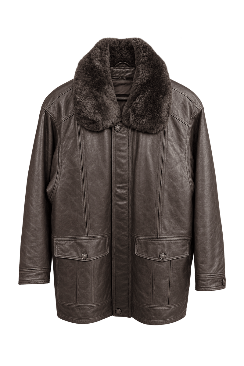 1980s Brown Leather Jacket - Front View