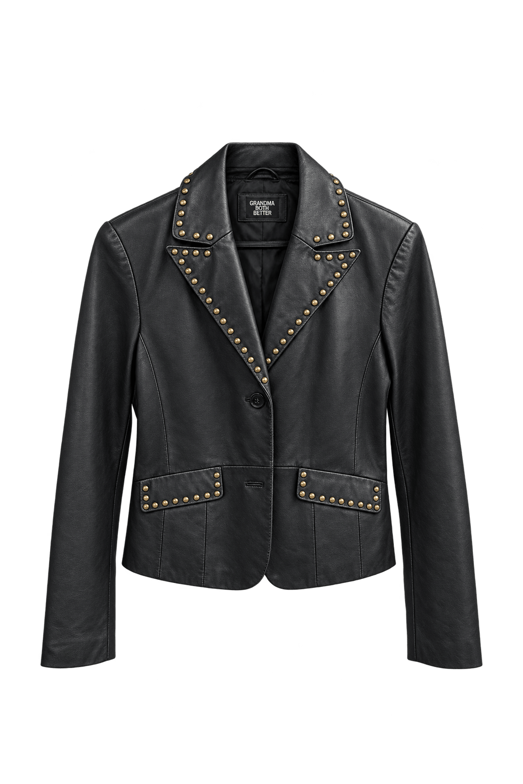 1980s Black Leather Jacket - Front View