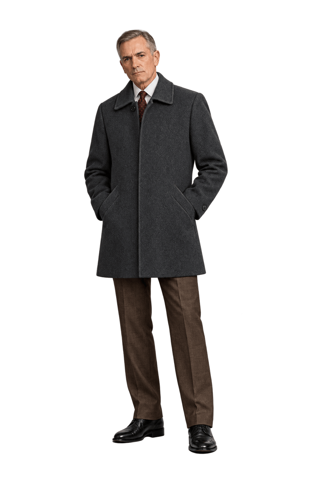 1990s Black Wool Coat - Model