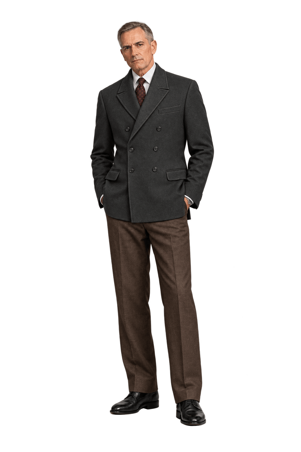 1990s Dark Brown Wool Blazer - Model