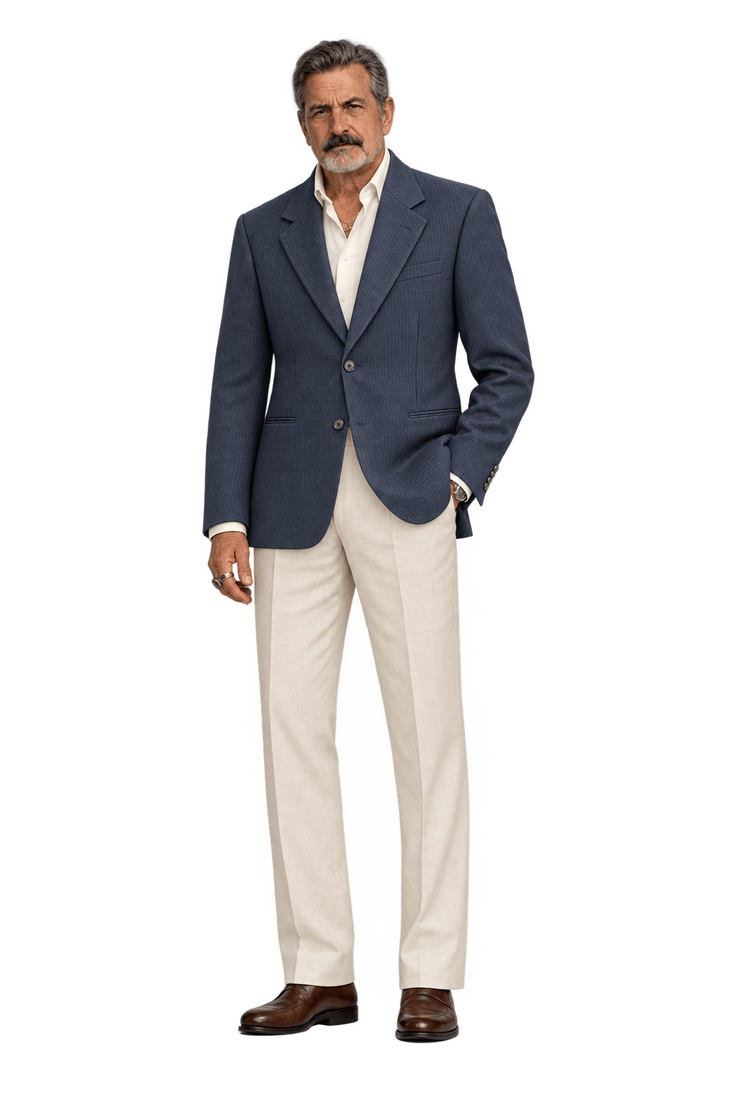 1990s Navy Blue Wool Blazer - Model
