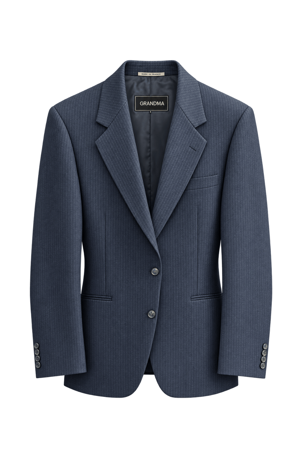 1990s Navy Blue Wool Blazer - Front View