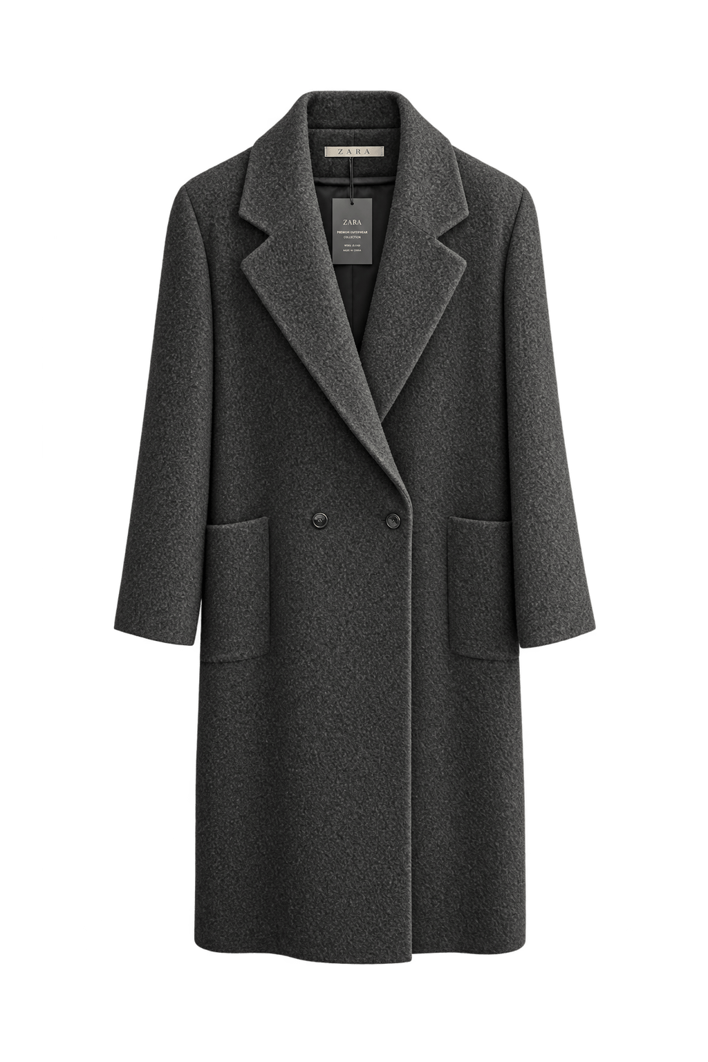 1990s Charcoal Grey Wool Coat - Front View