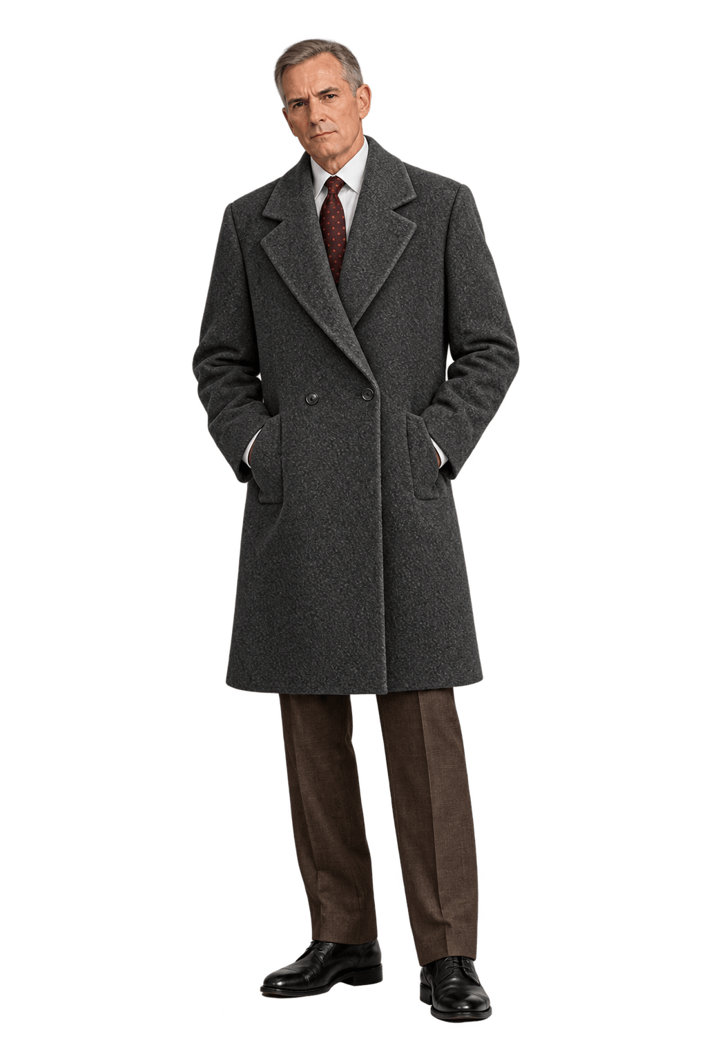1990s Charcoal Grey Wool Coat - Model