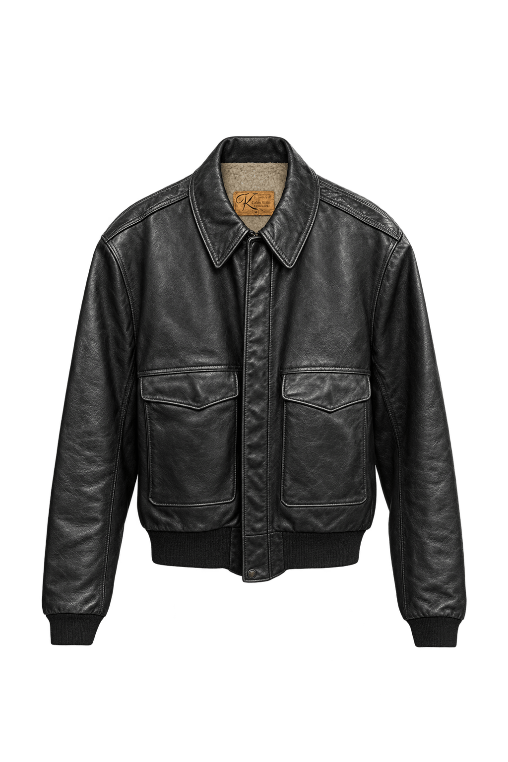 1990s Black Leather Jacket - Front View