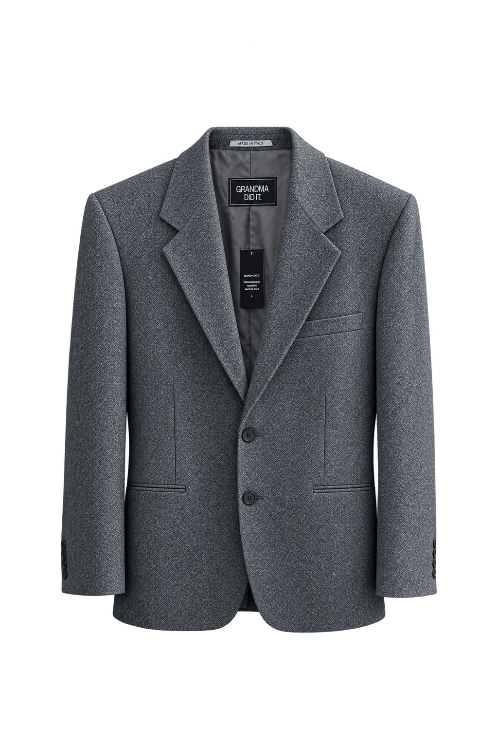 1990s Grey Wool Blazer - Front View