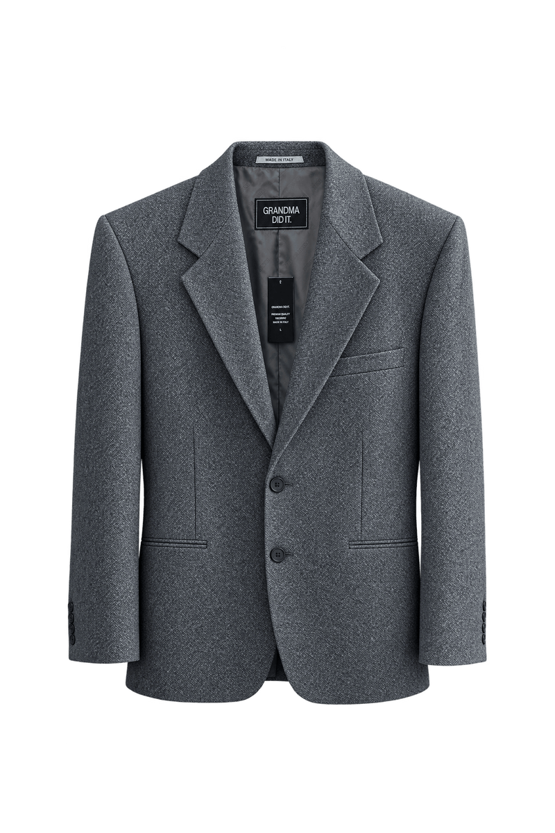 1990s Grey Wool Blazer - Front View