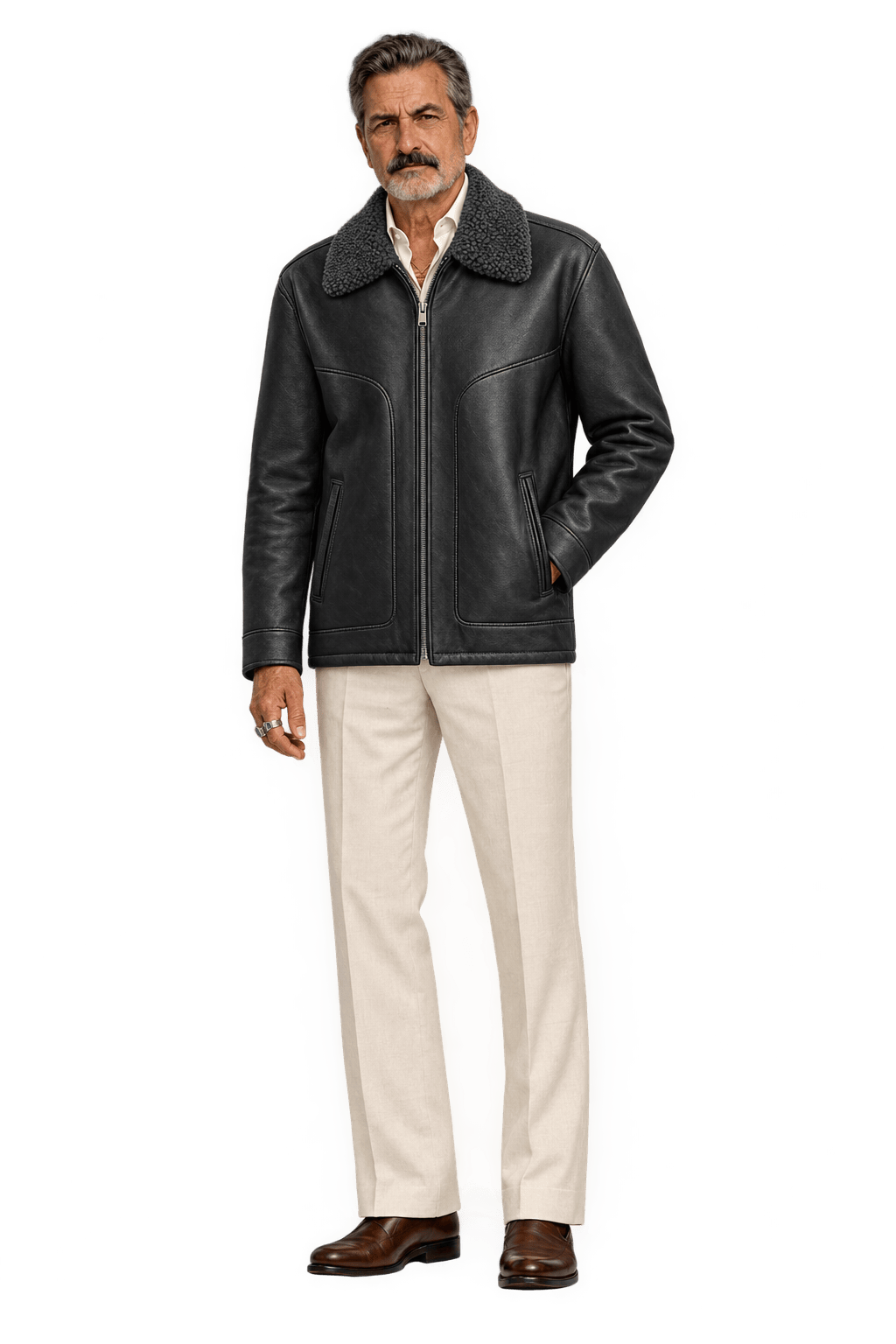 1990s Black Leather Leather Jacket - Model
